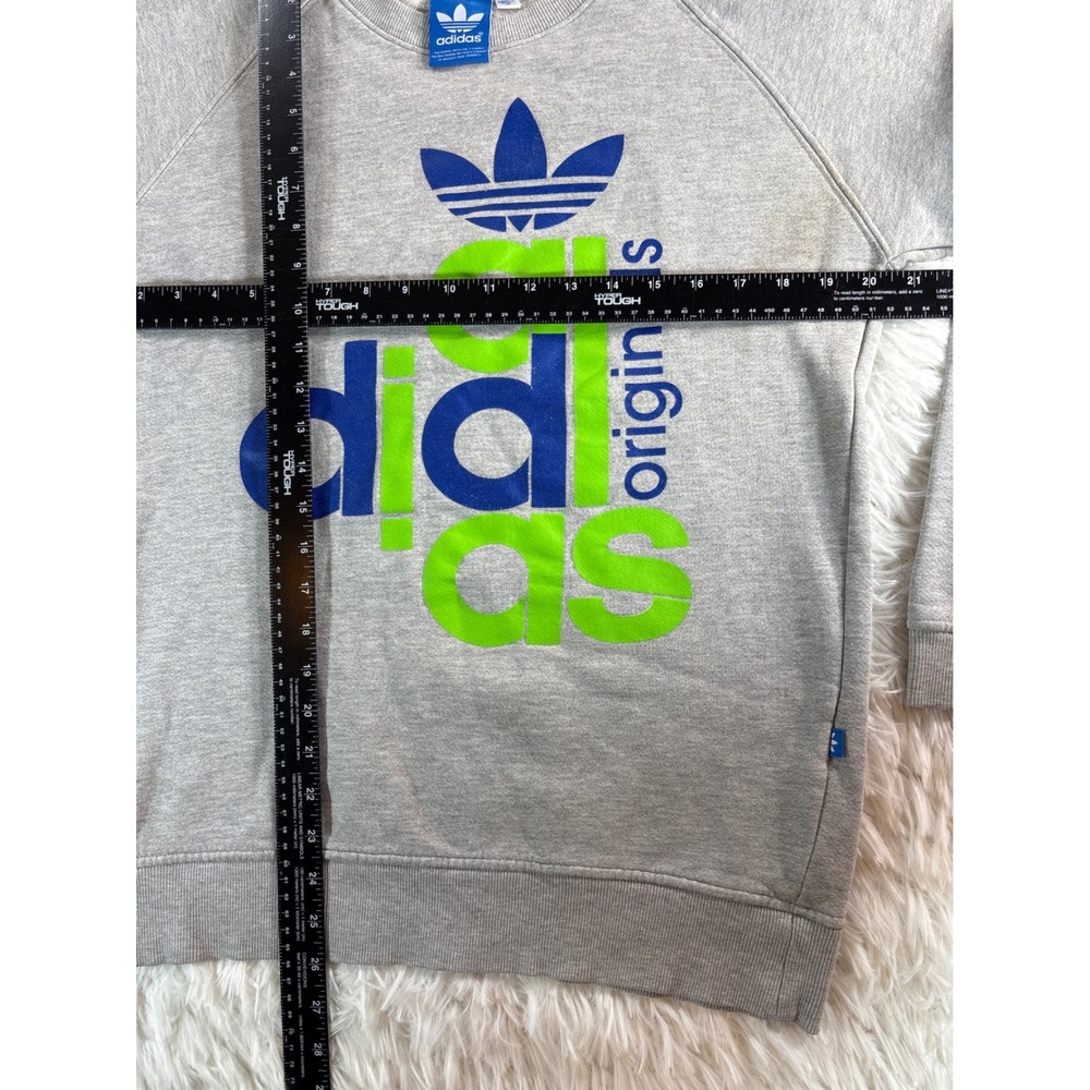 Adidas Originals Mens Heather Grey Graphic Trefoil Raglan Sweatshirt Medium M - Picture 6 of 11